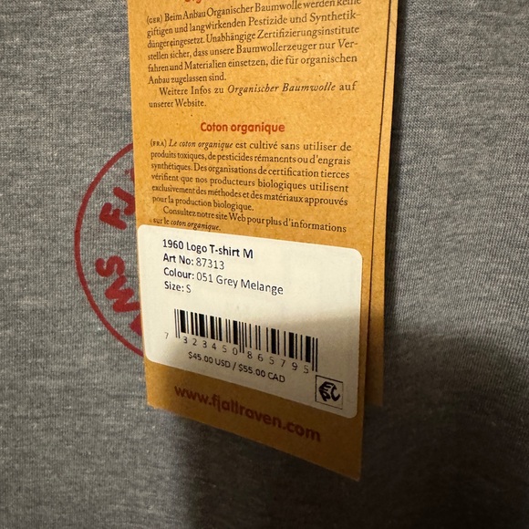Fjallraven Shirt Mens Small Gray 1960 Logo T-Shirt Tee Outdoor Hiking 87313 New - Picture 3 of 4